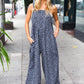 Feeling Femme' Charcoal Floral Print Baggy Overall Jumpsuit