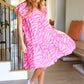 Remember Me Pink Zebra Print Tiered Ruffle Sleeve Woven Dress