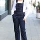 Just For You Dark Denim High Waist Wide Leg Overalls