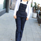 Just For You Dark Denim High Waist Wide Leg Overalls