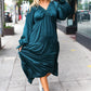 Elegant Hunter Green Elastic V Neck Tiered Satin Maxi Dress