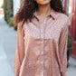 Diva Dreams Neude Animal Print Button Down Lace Shirt Top