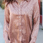 Diva Dreams Neude Animal Print Button Down Lace Shirt Top