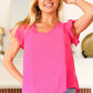 Eyes On You Fuchsia Scalloped V Neck Tulip Sleeve Top