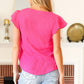 Eyes On You Fuchsia Scalloped V Neck Tulip Sleeve Top