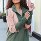 Holiday Vibes Taupe/Green Fleece Zip Up Cinched Hem Pullover