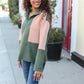 Holiday Vibes Taupe/Green Fleece Zip Up Cinched Hem Pullover