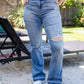 Judy Blue Medium Wash Mid Rise Release Hem Distressed Bootcut Jeans