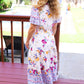 Beautiful You Ivory & Blue Floral Border Print Smocked Waist Dress