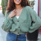 Weekend Ready Green Boyfriend Button Down Cropped Jacket