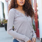 Femme Taupe Cotton Blend Rib Crochet Button Down Pullover