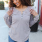 Femme Taupe Cotton Blend Rib Crochet Button Down Pullover