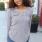 Femme Taupe Cotton Blend Rib Crochet Button Down Pullover