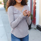 Femme Taupe Cotton Blend Rib Crochet Button Down Pullover