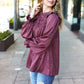 Be Your Best Wine Satin Shirred Yoke Frilled Mock Neck Top