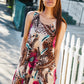 Summer Days Brown & Rose Abstract Animal Print Korean Silk Dress