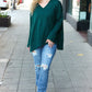 Casual Chic Hunter Green Oversized V Neck Rib Knit Sweater