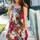 Summer Days Brown & Rose Abstract Animal Print Korean Silk Dress