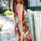 Summer Days Brown & Rose Abstract Animal Print Korean Silk Dress