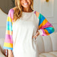 Just For You Rainbow Bubble Sleeve Terry Raglan Top