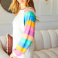 Just For You Rainbow Bubble Sleeve Terry Raglan Top