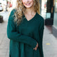 Casual Chic Hunter Green Oversized V Neck Rib Knit Sweater