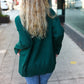 Casual Chic Hunter Green Oversized V Neck Rib Knit Sweater