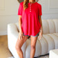 Take On The Day Ruby Dolphin Hem Shell Button Down Top