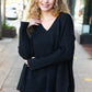 Casual Chic Black Oversized V Neck Rib Knit Sweater