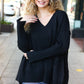 Casual Chic Black Oversized V Neck Rib Knit Sweater