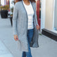 Spread Joy Grey Brushed Knit Crochet Button Down Duster Cardigan