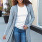 Spread Joy Grey Brushed Knit Crochet Button Down Duster Cardigan