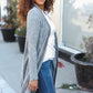 Spread Joy Grey Brushed Knit Crochet Button Down Duster Cardigan