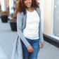 Spread Joy Grey Brushed Knit Crochet Button Down Duster Cardigan