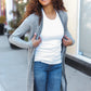 Spread Joy Grey Brushed Knit Crochet Button Down Duster Cardigan