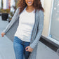 Spread Joy Grey Brushed Knit Crochet Button Down Duster Cardigan