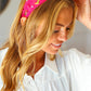 Fuchsia Stone & Gem Cowboy Boot Embellished Top Knot Headband