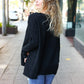 Casual Chic Black Oversized V Neck Rib Knit Sweater