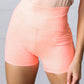 Coral Washed Seamless High Waisted Eyelet Shorts