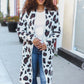 Boldly You Cream Fury Knit Animal Print Open Duster Cardigan