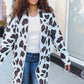 Boldly You Cream Fury Knit Animal Print Open Duster Cardigan