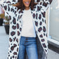 Boldly You Cream Fury Knit Animal Print Open Duster Cardigan