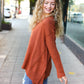 Casual Chic Rust Oversized V Neck Rib Knit Sweater