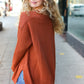 Casual Chic Rust Oversized V Neck Rib Knit Sweater