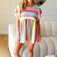 Best In Bold Multicolor Stripe Thermal Ruffle Sleeve Babydoll Top