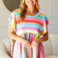 Best In Bold Multicolor Stripe Thermal Ruffle Sleeve Babydoll Top