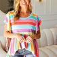 Best In Bold Multicolor Stripe Thermal Ruffle Sleeve Babydoll Top