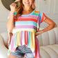 Best In Bold Multicolor Stripe Thermal Ruffle Sleeve Babydoll Top