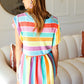 Best In Bold Multicolor Stripe Thermal Ruffle Sleeve Babydoll Top