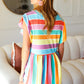 Best In Bold Multicolor Stripe Thermal Ruffle Sleeve Babydoll Top